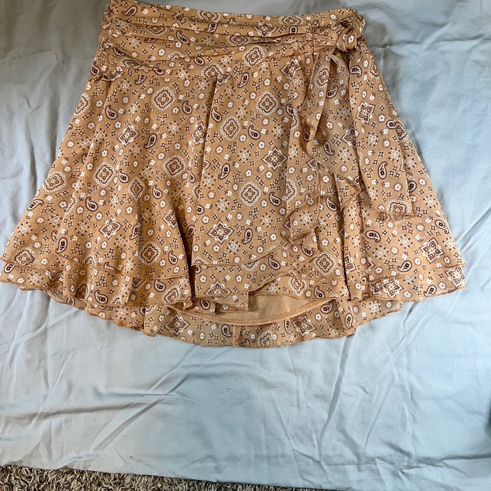 Tan Patterned Women's Wrap Skirt